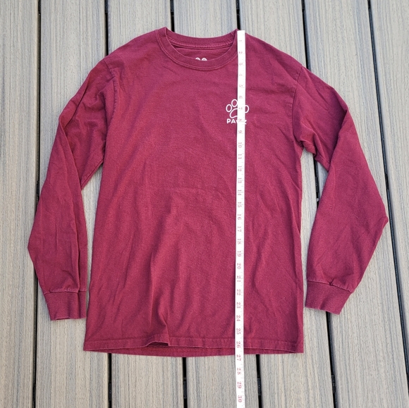 Maroon Paw Print Long Sleeve Shirt | PAWZ | Size Small - Picture 5 of 6